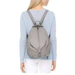 Rebecca Minkoff Gray Backpack with Tassels 5 Zip Pockets Leather Like New
